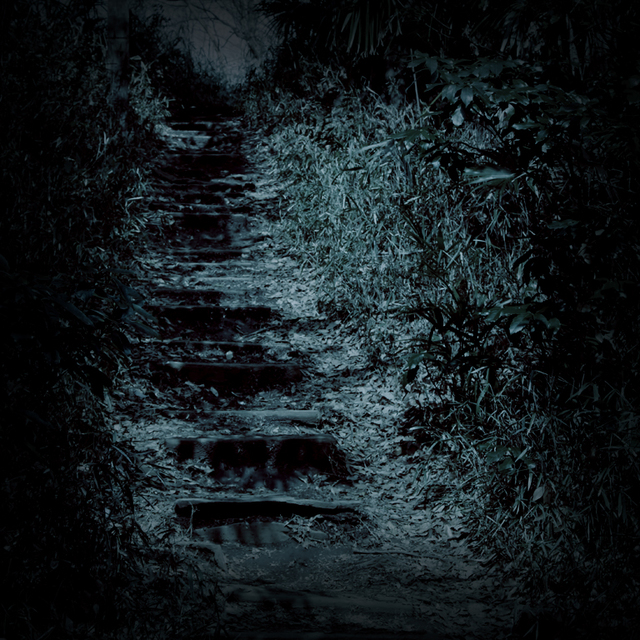 不気味な山道の階段